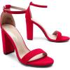 imageDREAM PAIRS Womens HiChunk High Heel Pump SandalsRedSuede