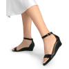 imageDREAM PAIRS Womens Ingrid Ankle Strap Low Wedge SandalBlack