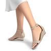 imageDREAM PAIRS Womens Ingrid Ankle Strap Low Wedge SandalGold