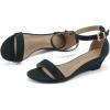 imageDREAM PAIRS Womens Ingrid Ankle Strap Low Wedge SandalNavySuede