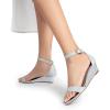 imageDREAM PAIRS Womens Ingrid Ankle Strap Low Wedge SandalSilver