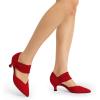 imageDREAM PAIRS Womens Kitten Heels Low Pumps Shoes Pointed Closed Toe Slip on Dress Work Bridal Party WeddingRed