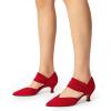imageDREAM PAIRS Womens Kitten Heels Low Pumps Shoes Pointed Closed Toe Slip on Dress Work Bridal Party WeddingRed