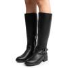 imageDREAM PAIRS Womens Knee High Boots Buckle Riding BootsBlacku