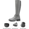 imageDREAM PAIRS Womens Knee High Boots Buckle Riding BootsGrey