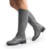 imageDREAM PAIRS Womens Knee High Boots Buckle Riding BootsGrey