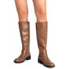 imageDREAM PAIRS Womens Knee High Boots Buckle Riding BootsLight Brown