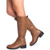 imageDREAM PAIRS Womens Knee High Boots Buckle Riding BootsLight Brown