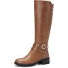 imageDREAM PAIRS Womens Knee High Boots Buckle Riding BootsLight Brown
