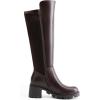 imageDREAM PAIRS Womens Knee High Boots Comfortable Platform Round Toe Stretch Boots for WomenBrownpu
