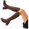 imageDREAM PAIRS Womens Knee High Boots Comfortable Platform Round Toe Stretch Boots for WomenLight Brown
