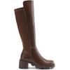 imageDREAM PAIRS Womens Knee High Boots Comfortable Platform Round Toe Stretch Boots for WomenLight Brown