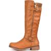 imageDREAM PAIRS Womens Knee High Boots Comfortable Riding Boots Side Zipper Fall Boots with BuckleCamel