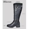 imageDREAM PAIRS Womens Knee High Boots Wide Calf Low Heel Riding Boots Fall Tall Boots for WomenBrown Puwidecalf