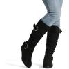 imageDREAM PAIRS Womens Knee High Low Hidden Wedge Boots Suede Faux Fur Lining Side Zipper Knee High Buckle BootsBlackSuede