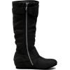 imageDREAM PAIRS Womens Knee High Low Hidden Wedge Boots Suede Faux Fur Lining Side Zipper Knee High Buckle BootsBlackSuede