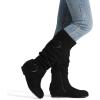 imageDREAM PAIRS Womens Knee High Low Hidden Wedge Boots Suede Faux Fur Lining Side Zipper Knee High Buckle BootsBlackSuede