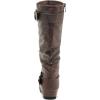 imageDREAM PAIRS Womens Knee High Low Hidden Wedge Boots Suede Faux Fur Lining Side Zipper Knee High Buckle BootsBrown