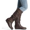 imageDREAM PAIRS Womens Knee High Low Hidden Wedge Boots Suede Faux Fur Lining Side Zipper Knee High Buckle BootsBrown