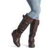 imageDREAM PAIRS Womens Knee High Low Hidden Wedge Boots Suede Faux Fur Lining Side Zipper Knee High Buckle BootsBrown