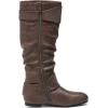 imageDREAM PAIRS Womens Knee High Low Hidden Wedge Boots Suede Faux Fur Lining Side Zipper Knee High Buckle BootsBrown