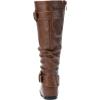 imageDREAM PAIRS Womens Knee High Low Hidden Wedge Boots Suede Faux Fur Lining Side Zipper Knee High Buckle BootsLight Brown