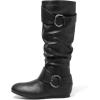 imageDREAM PAIRS Womens Knee High Low Hidden Wedge Boots Suede Faux Fur Lining Side Zipper Knee High Buckle BootsUrablack