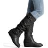 imageDREAM PAIRS Womens Knee High Low Hidden Wedge Boots Suede Faux Fur Lining Side Zipper Knee High Buckle BootsUrablack
