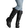 imageDREAM PAIRS Womens Knee High Low Hidden Wedge Boots Suede Faux Fur Lining Side Zipper Knee High Buckle BootsUrablack