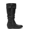 imageDREAM PAIRS Womens Knee High Low Hidden Wedge Boots Suede Faux Fur Lining Side Zipper Knee High Buckle BootsUrablack
