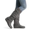 imageDREAM PAIRS Womens Knee High Low Hidden Wedge Boots Suede Faux Fur Lining Side Zipper Knee High Buckle BootsUragrey Suede
