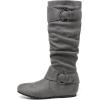 imageDREAM PAIRS Womens Knee High Low Hidden Wedge Boots Suede Faux Fur Lining Side Zipper Knee High Buckle BootsUragrey Suede