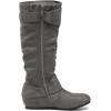 imageDREAM PAIRS Womens Knee High Low Hidden Wedge Boots Suede Faux Fur Lining Side Zipper Knee High Buckle BootsUragrey Suede