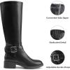 imageDREAM PAIRS Womens Knee High Riding Boots Comfortable Low Chunky Heel Side Zipper Round Toe Casual Classic RanchingBlack
