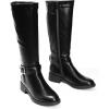 imageDREAM PAIRS Womens Knee High Riding Boots Comfortable Low Chunky Heel Side Zipper Round Toe Casual Classic RanchingBlackoil Skin