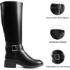 imageDREAM PAIRS Womens Knee High Riding Boots Comfortable Low Chunky Heel Side Zipper Round Toe Casual Classic RanchingBlackoil Skin