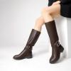 imageDREAM PAIRS Womens Knee High Riding Boots Comfortable Low Chunky Heel Side Zipper Round Toe Casual Classic RanchingBrown