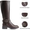 imageDREAM PAIRS Womens Knee High Riding Boots Comfortable Low Chunky Heel Side Zipper Round Toe Casual Classic RanchingBrown