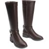 imageDREAM PAIRS Womens Knee High Riding Boots Comfortable Low Chunky Heel Side Zipper Round Toe Casual Classic RanchingBrown