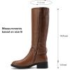 imageDREAM PAIRS Womens Knee High Riding Boots Comfortable Low Chunky Heel Side Zipper Round Toe Casual Classic RanchingLight Brown