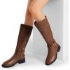 imageDREAM PAIRS Womens Knee High Riding Boots Comfortable Low Chunky Heel Side Zipper Round Toe Casual Classic RanchingLight Brown