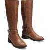 imageDREAM PAIRS Womens Knee High Riding Boots Comfortable Low Chunky Heel Side Zipper Round Toe Casual Classic RanchingLight Brown