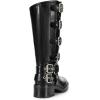 imageDREAM PAIRS Womens Knee High Riding Boots Side Zipper Motorcycle Boots Square Toe Chunky Heel Fashion Buckles Biker BootsBlack