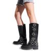imageDREAM PAIRS Womens Knee High Riding Boots Side Zipper Motorcycle Boots Square Toe Chunky Heel Fashion Buckles Biker BootsBlack