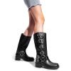 imageDREAM PAIRS Womens Knee High Riding Boots Side Zipper Motorcycle Boots Square Toe Chunky Heel Fashion Buckles Biker BootsBlack