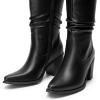 imageDREAM PAIRS Womens KneeHigh Boots Comfortable Chunky Block Heel Pointed Toe Pull On Side Zipper Suede Slouch Riding BootsBlackpu