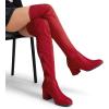 imageDREAM PAIRS Womens Laurence Over The Knee Thigh High Chunky Heel Boots Long Stretch Sexy Fall BootsRed