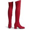 imageDREAM PAIRS Womens Laurence Over The Knee Thigh High Chunky Heel Boots Long Stretch Sexy Fall BootsRed