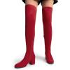imageDREAM PAIRS Womens Laurence Over The Knee Thigh High Chunky Heel Boots Long Stretch Sexy Fall BootsRed