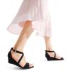 imageDREAM PAIRS Womens Low Wedge Sandals Ankle Strap Heel Sandal Open Toe Wide Dress Summer ShoesBlacknubuck
